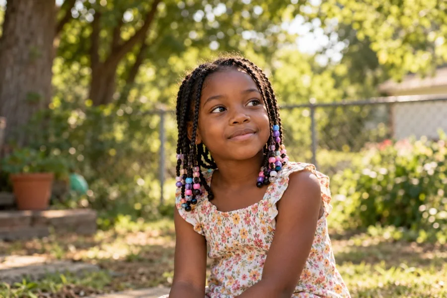 A child smiling at Camp PEACE