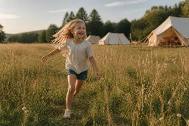 A child smiling at Camp PEACE